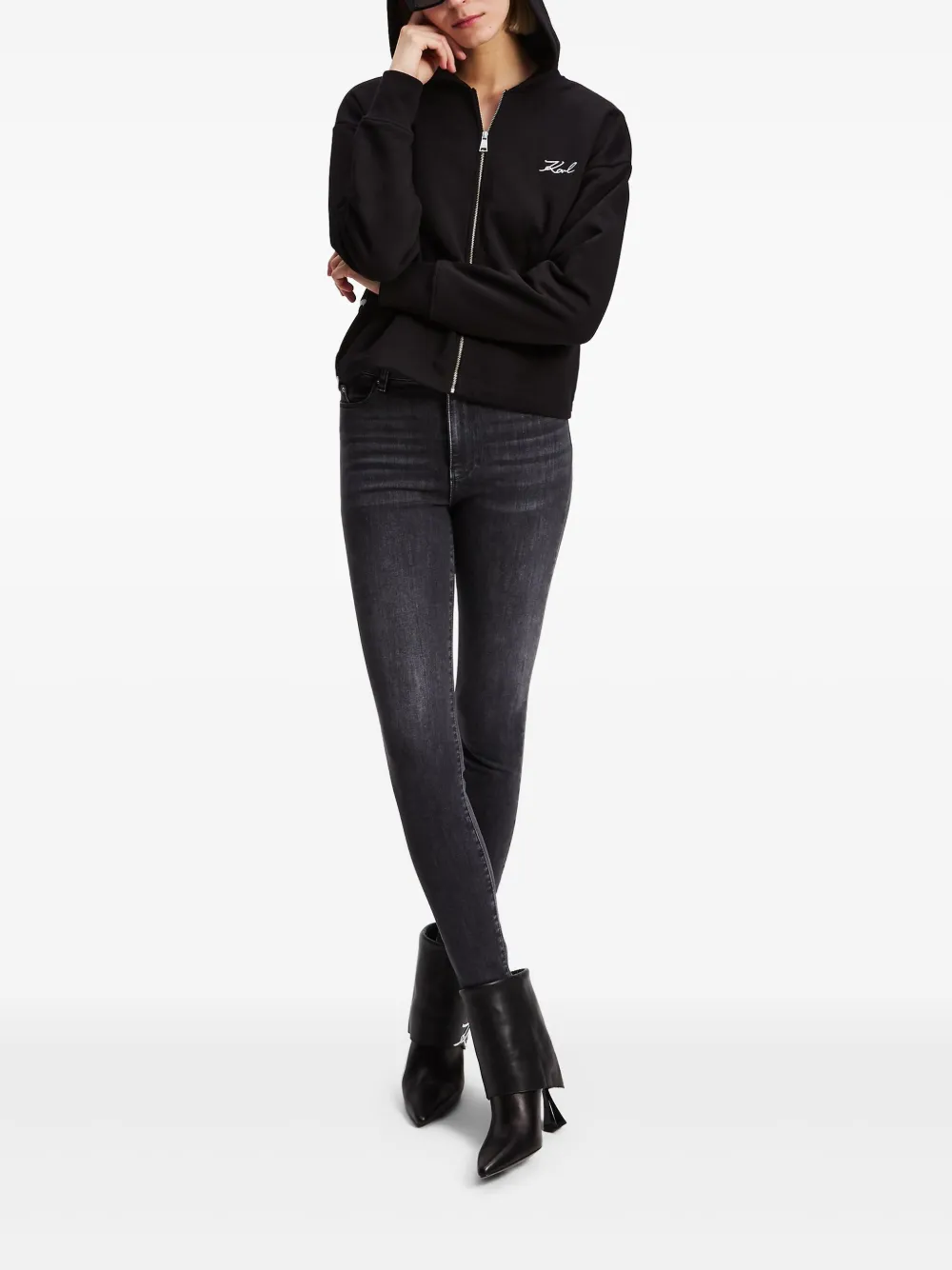 Shop Karl Lagerfeld Logo-print Hoodie In Black