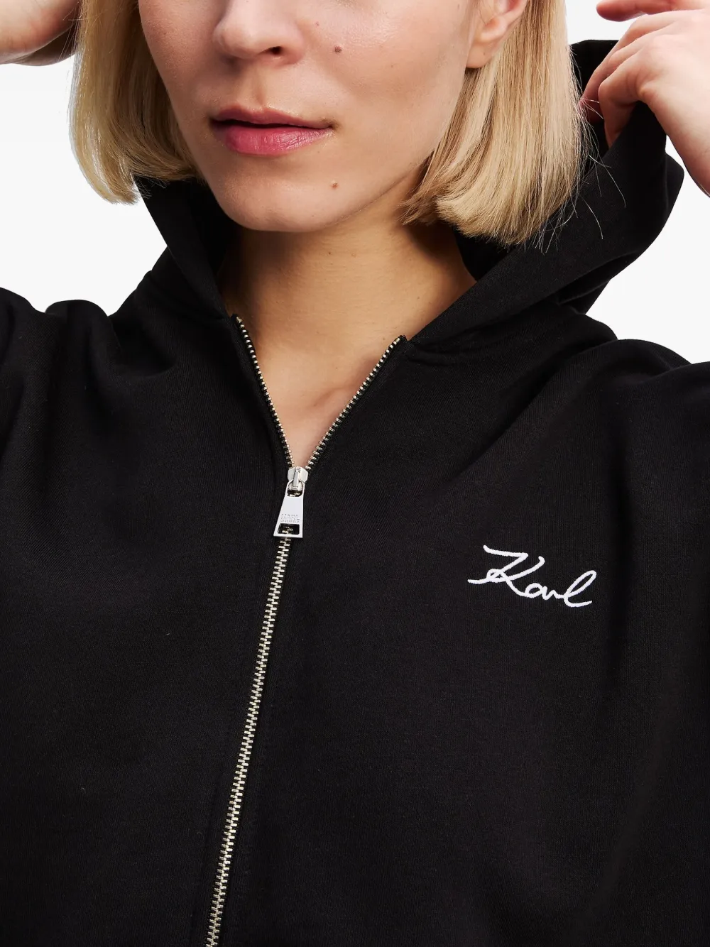 Shop Karl Lagerfeld Logo-print Hoodie In Black