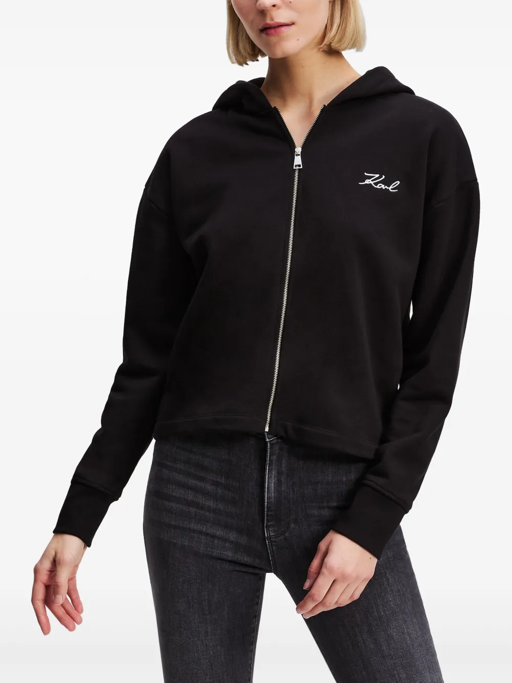 Shop Karl Lagerfeld Logo-print Hoodie In Black