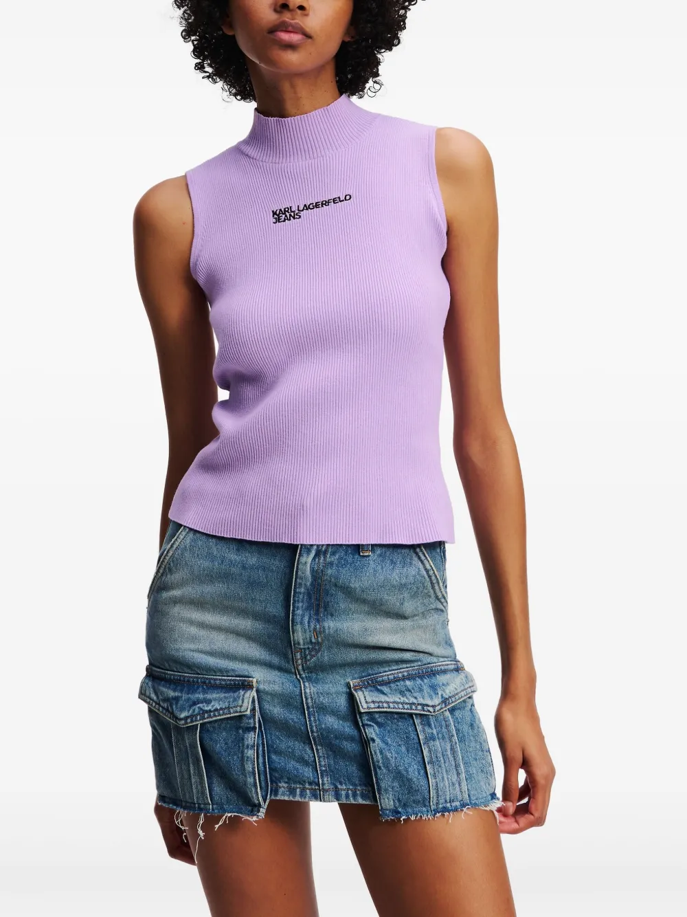 Karl Lagerfeld Jeans Geribbelde top Paars