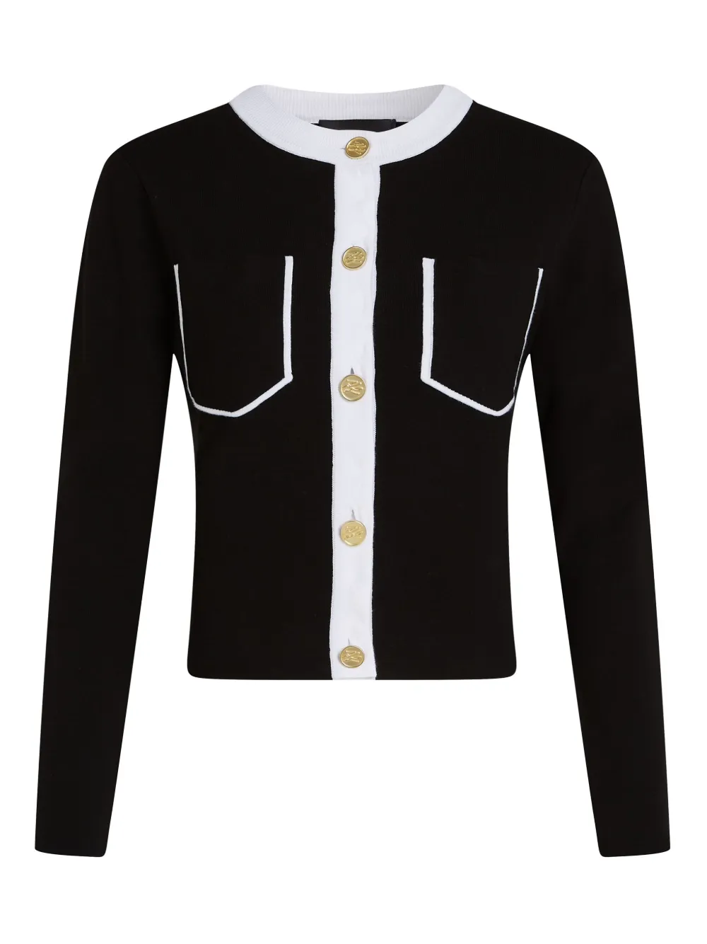 Karl Lagerfeld contrast-piping cardigan Zwart