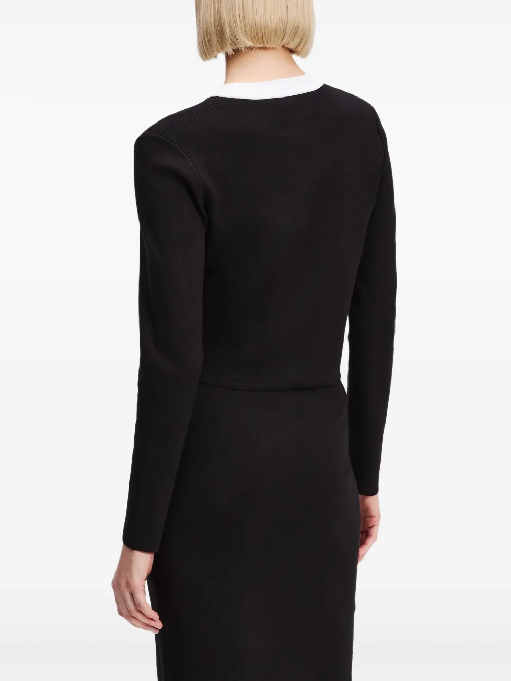 Karl Lagerfeld contrast-piping cardigan Zwart