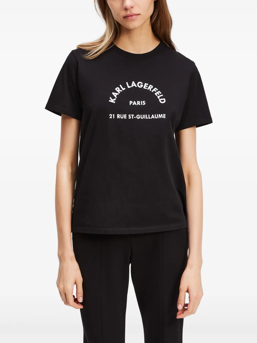 Shop Karl Lagerfeld Rue St-guillaume T-shirt In Black