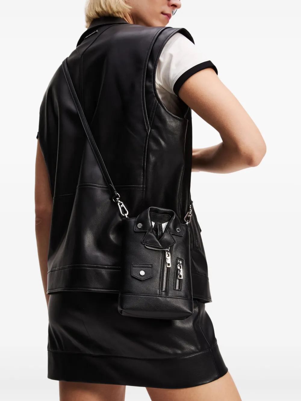 Karl Lagerfeld Leren crossbodytas Zwart