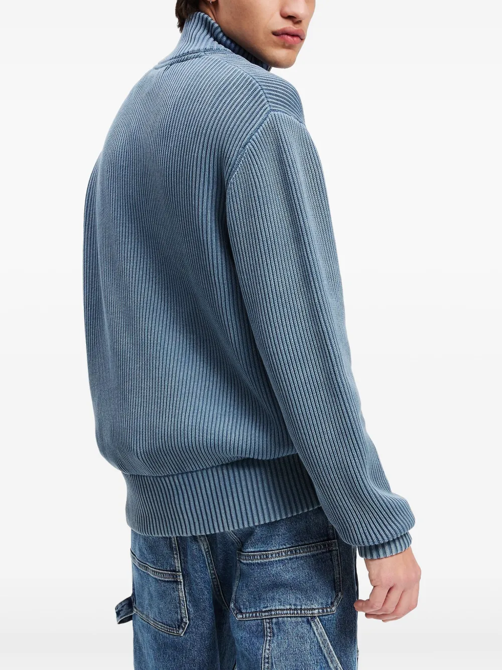 Karl Lagerfeld Jeans Vest met rits en verwassen effect Blauw