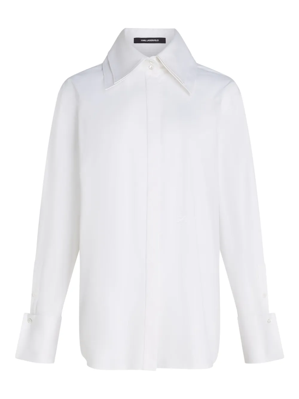 Karl Lagerfeld Popeline blouse met dubbele kraag Wit