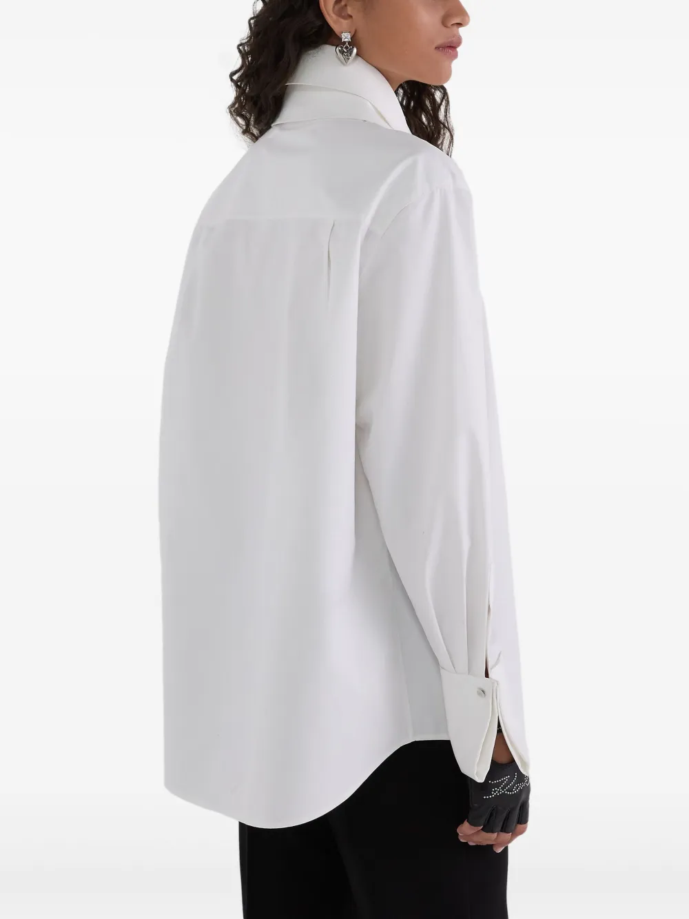 Karl Lagerfeld Popeline blouse met dubbele kraag Wit