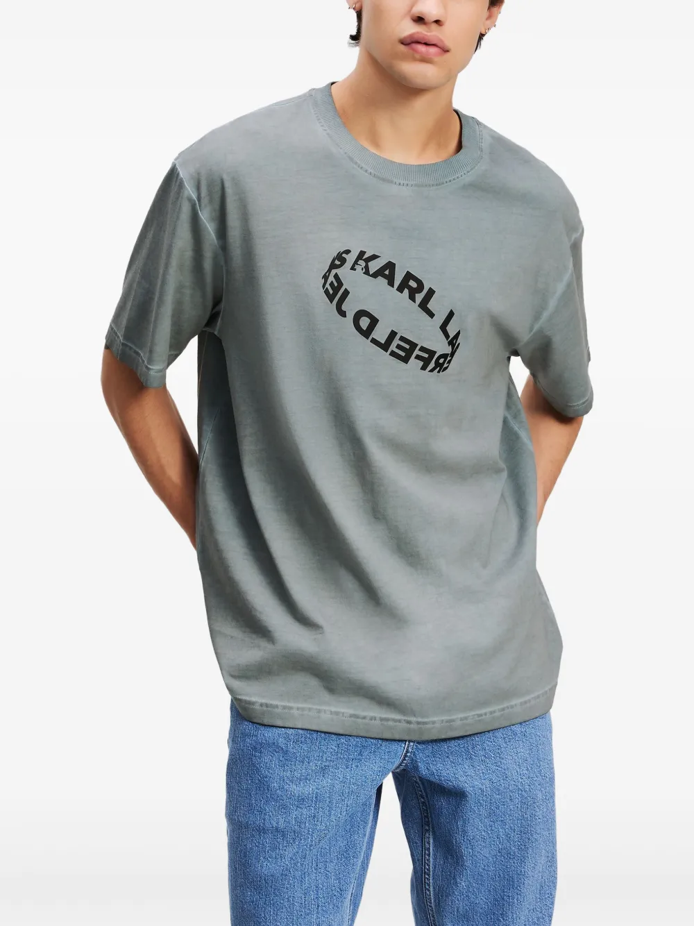 Karl Lagerfeld Jeans Ruimvallend T-shirt met verwassen effect Grijs