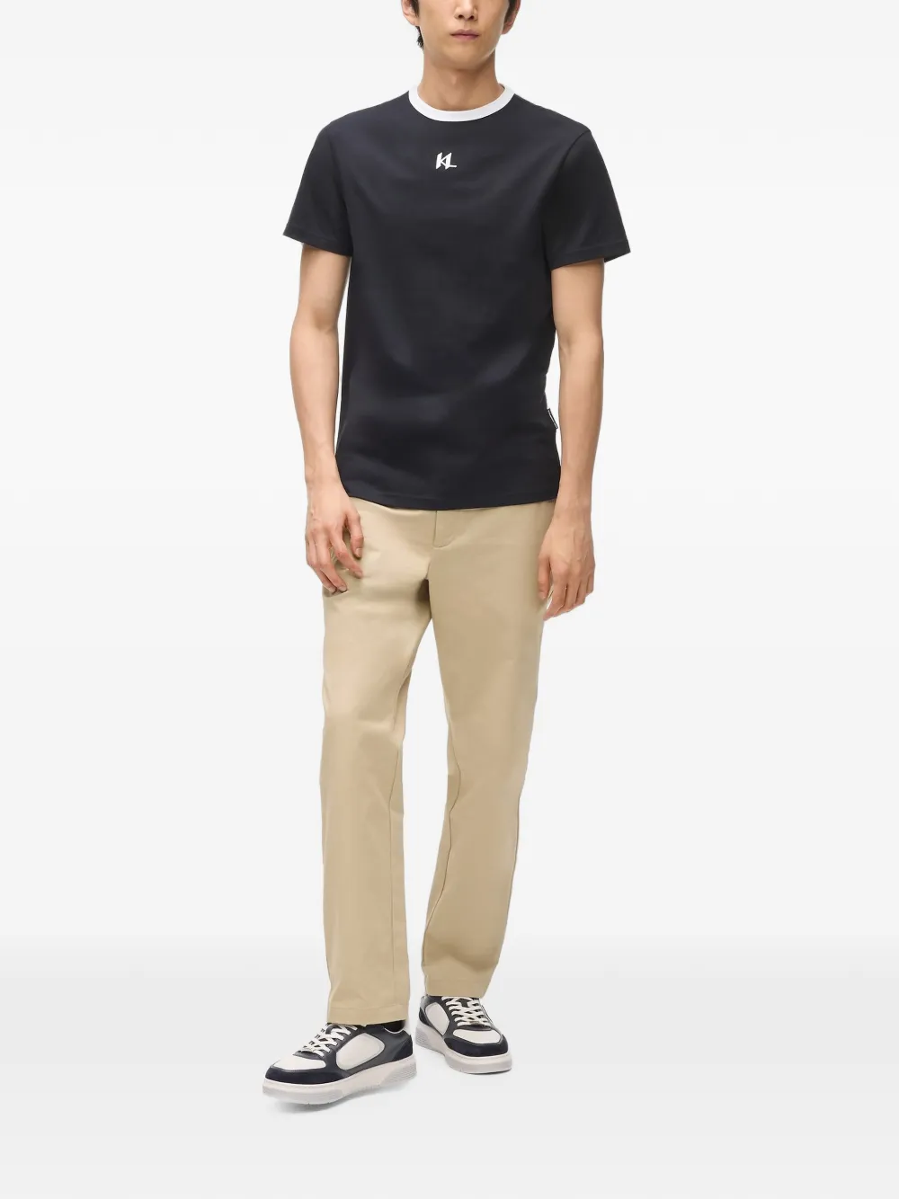 Karl Lagerfeld Slim-fit T-shirt met monogram Zwart
