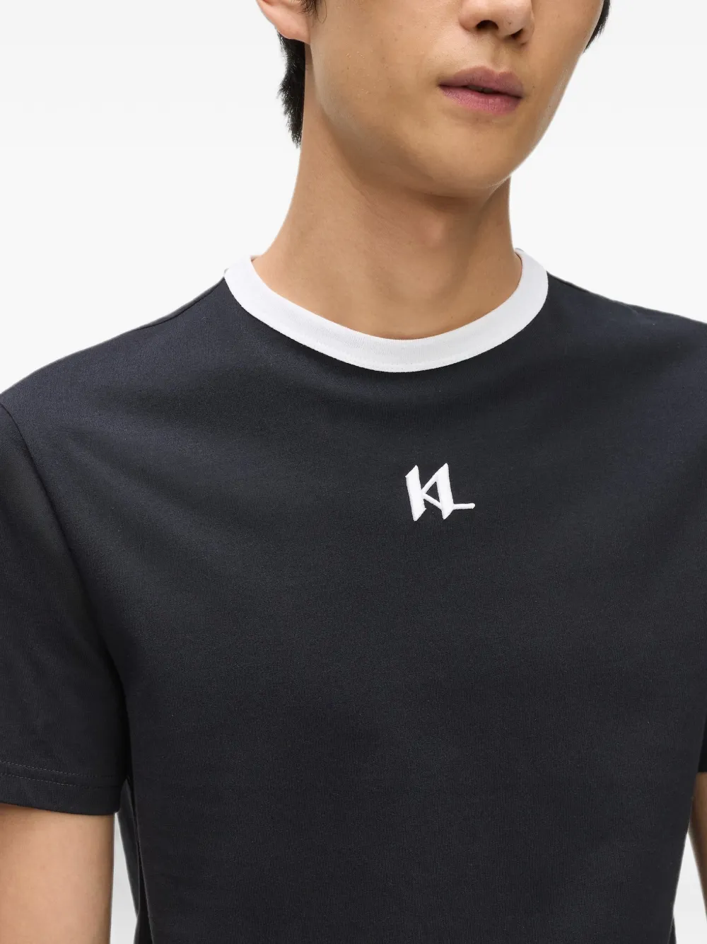 Karl Lagerfeld Slim-fit T-shirt met monogram Zwart