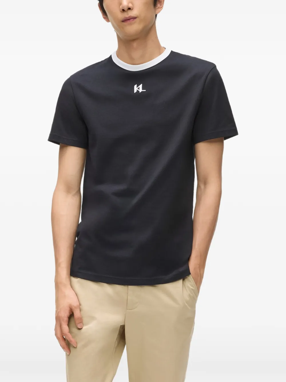 Karl Lagerfeld Slim-fit T-shirt met monogram Zwart