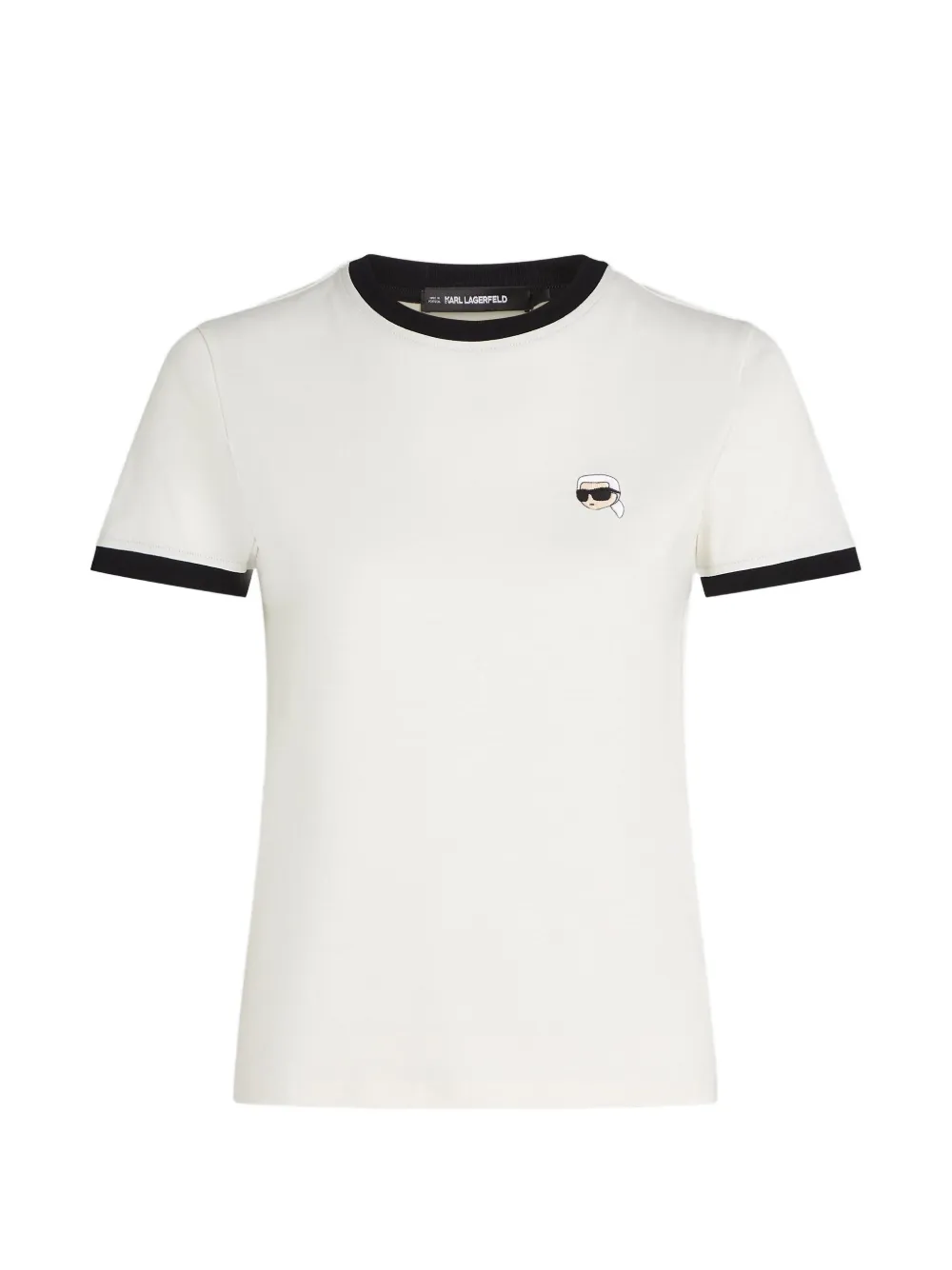 Karl Lagerfeld T-shirt Ikon con profili a contrasto - Bianco