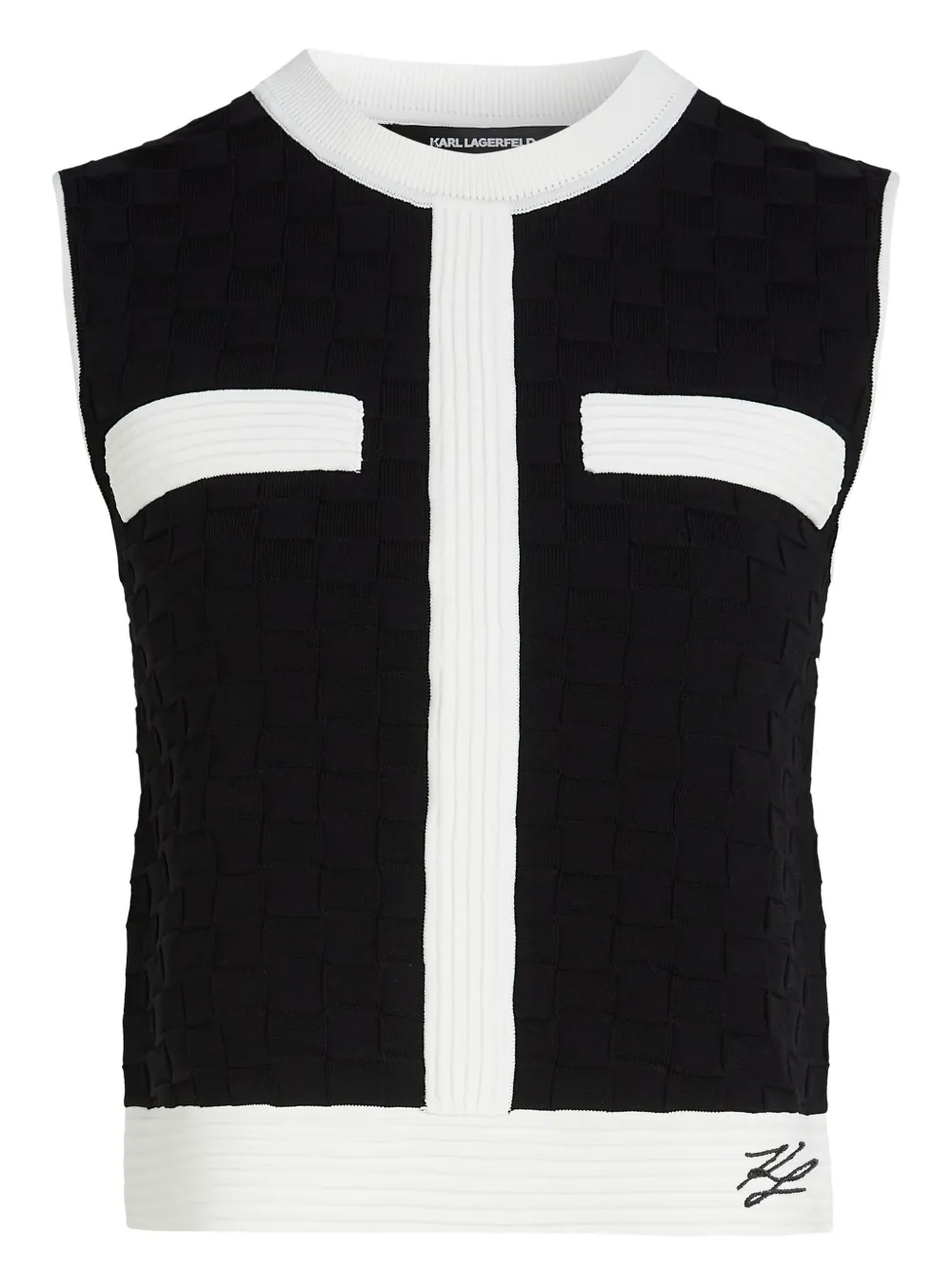Karl Lagerfeld Mouwloze top met contrasterende afwerking Zwart