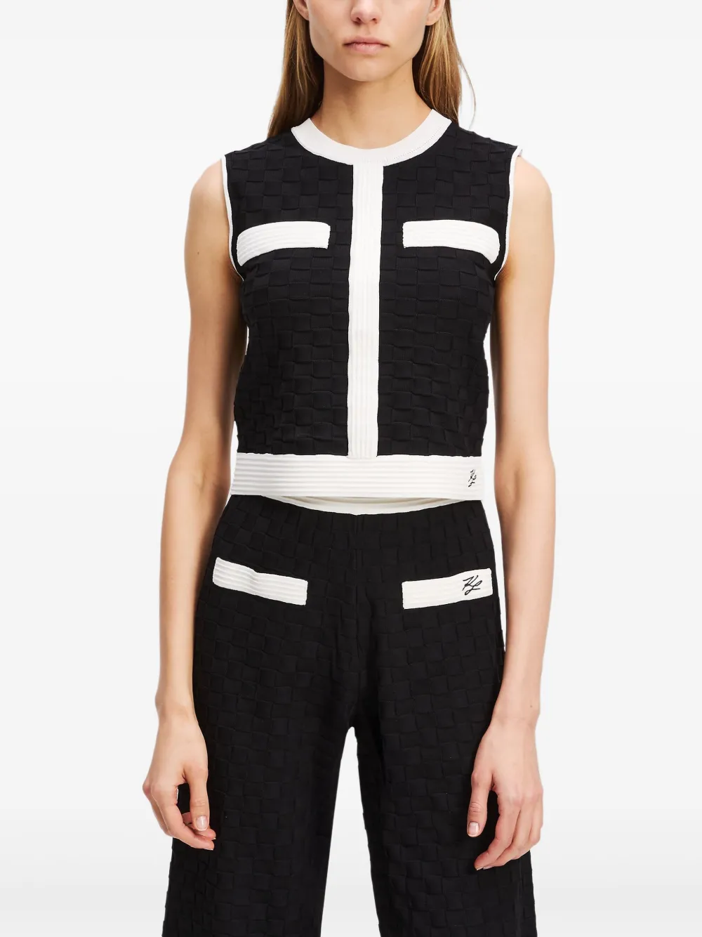 Karl Lagerfeld Mouwloze top met contrasterende afwerking Zwart