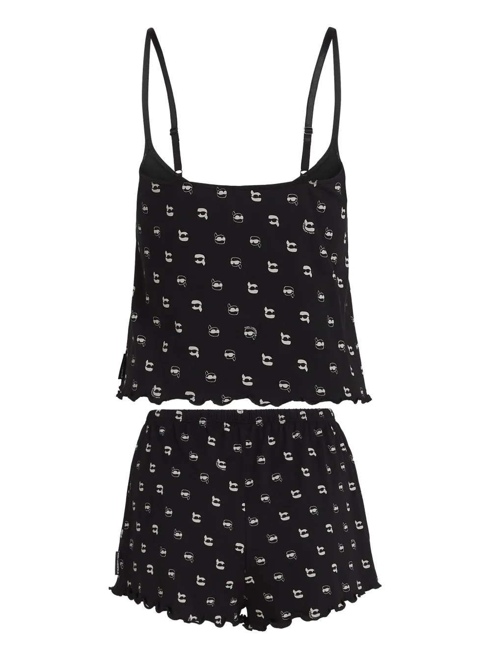 KARL LAGERFELD SCALLOPED-EDGE PAJAMA SET