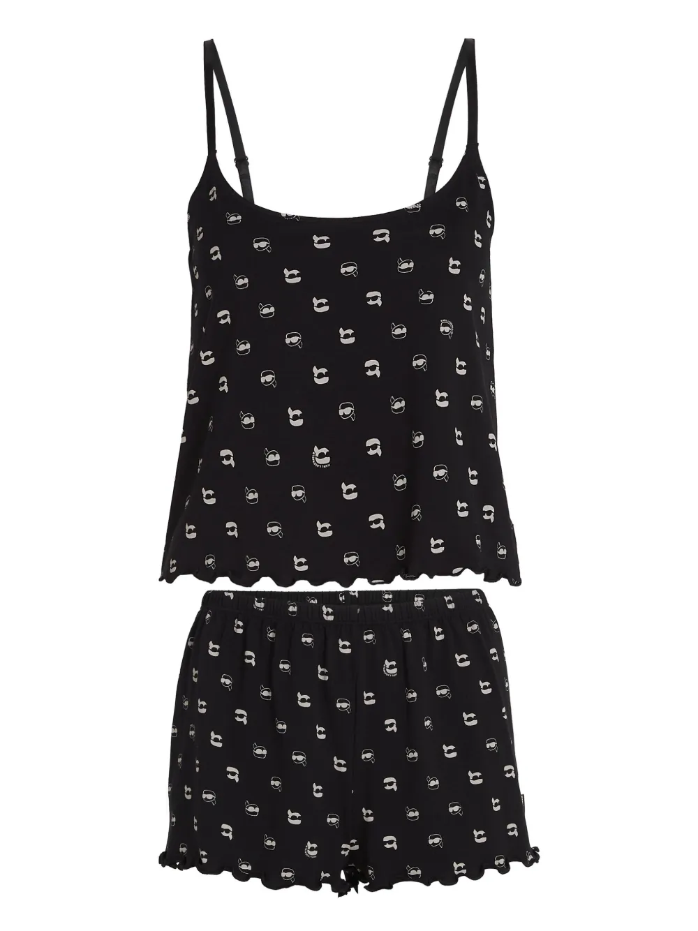 KARL LAGERFELD SCALLOPED-EDGE PAJAMA SET