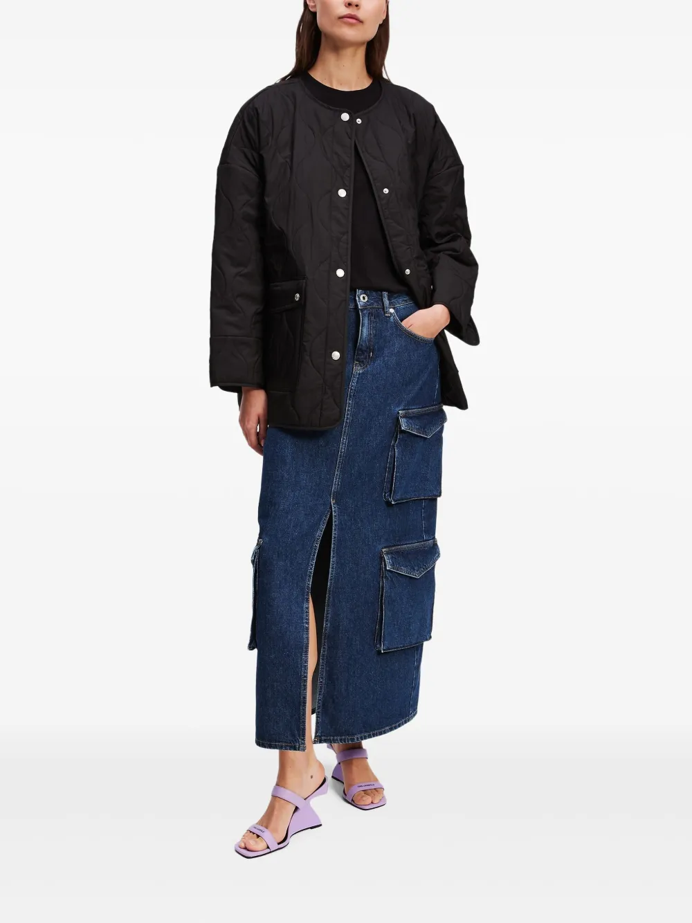 Karl Lagerfeld Jeans Gewatteerd jack Zwart