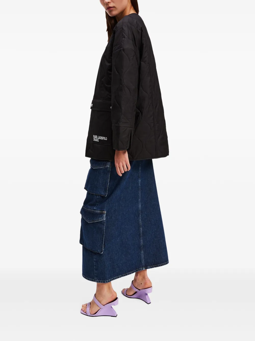 Karl Lagerfeld Jeans Gewatteerd jack Zwart