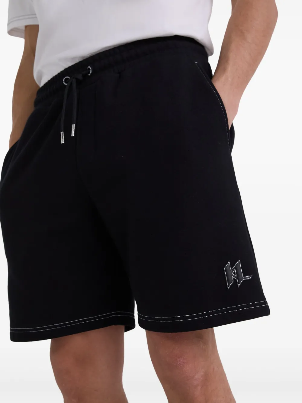 Karl Lagerfeld Shorts met contrasterende stiksels Zwart