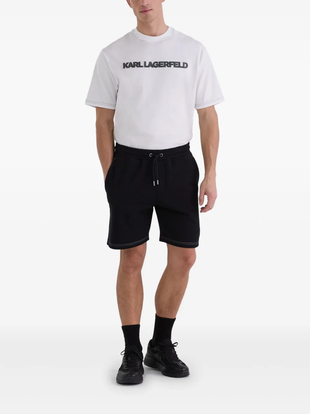Karl Lagerfeld contrast-stitch shorts | Track & Running Shorts | Image 2