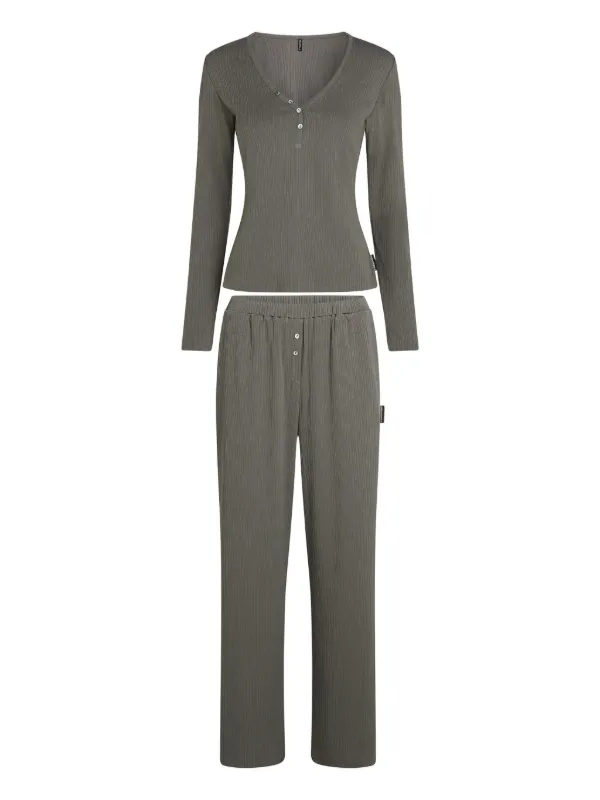 Karl Lagerfeld K Essential Ribbed Pajama Set Grey FARFETCH IN