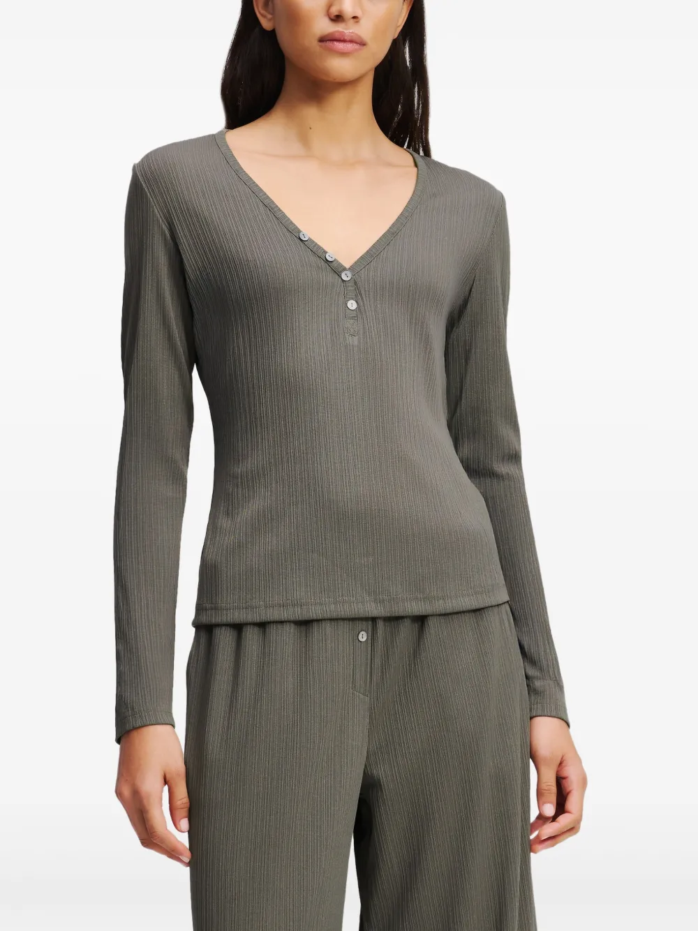Karl Lagerfeld K Essential geribbelde pyjama Grijs