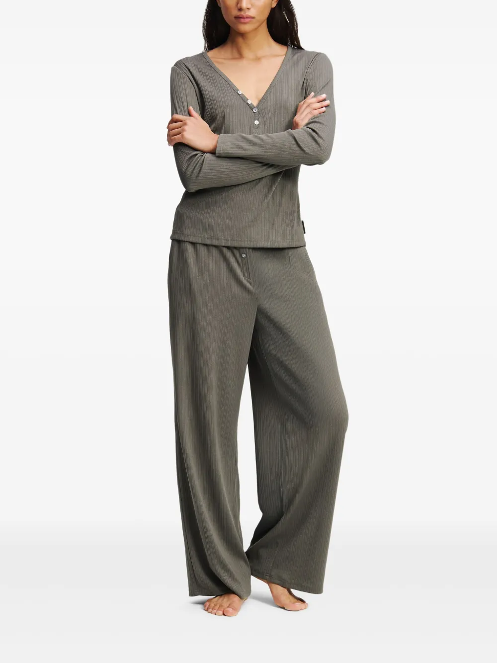 Karl Lagerfeld K Essential geribbelde pyjama Grijs