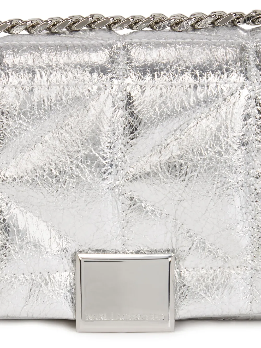 Karl Lagerfeld K Kuilt metallic gewatteerde crossbodytas Zilver