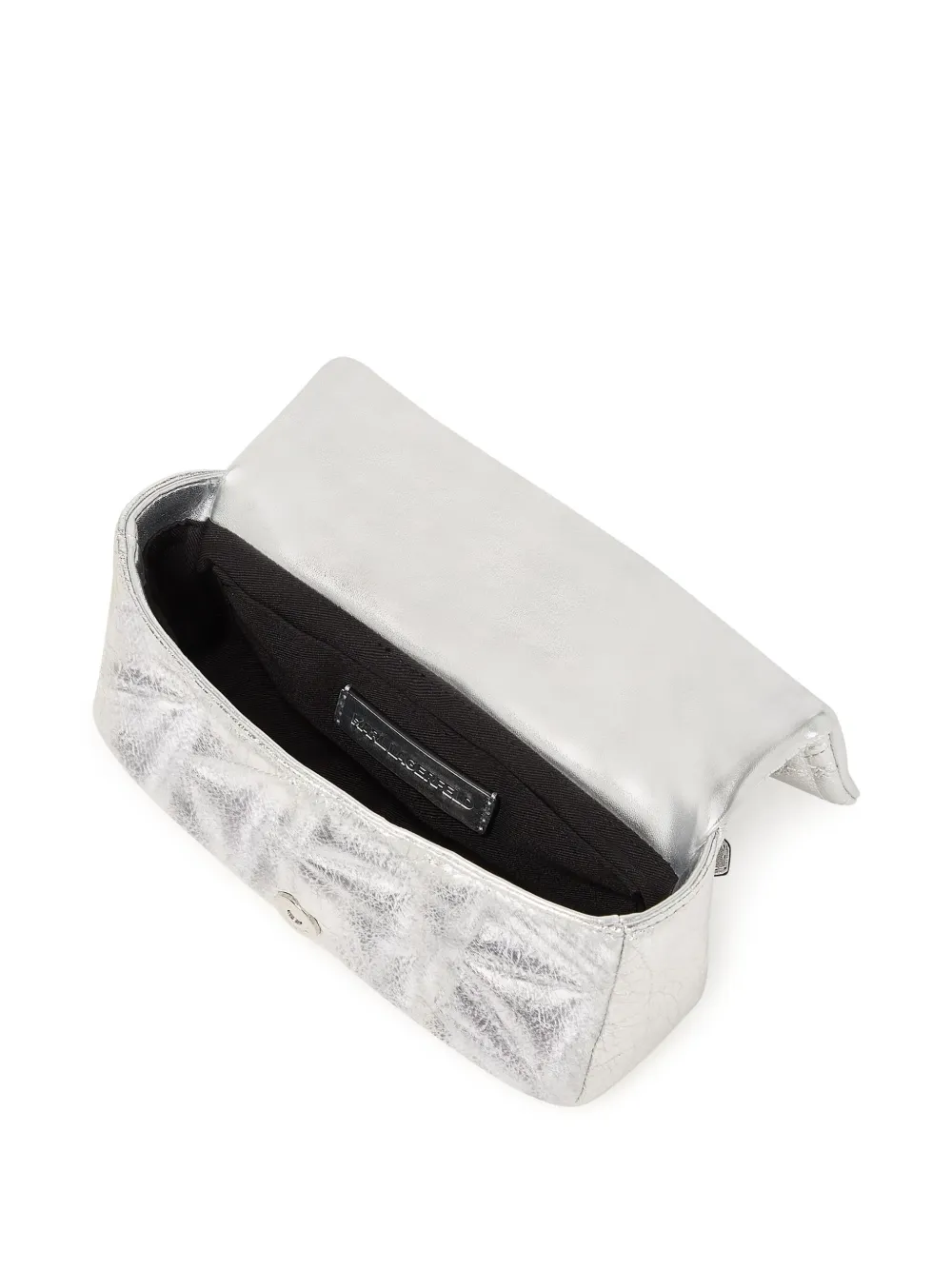 Karl Lagerfeld K Kuilt metallic gewatteerde crossbodytas Zilver