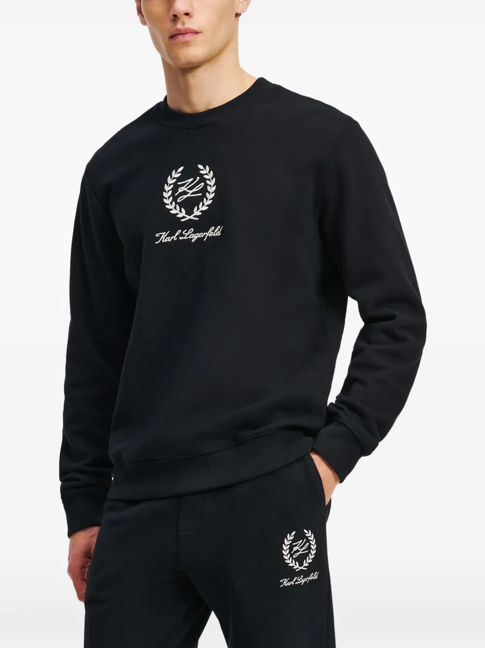 Karl Lagerfeld Sweater met geborduurd logo Zwart