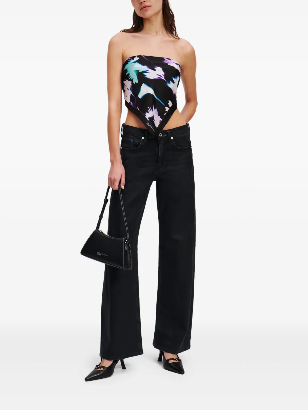 Karl Lagerfeld Jeans Ruimvallende gecoate jeans - Zwart