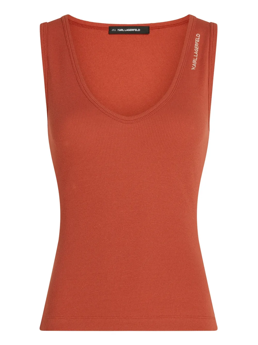 Karl Lagerfeld Geribbelde tanktop met V-hals Oranje