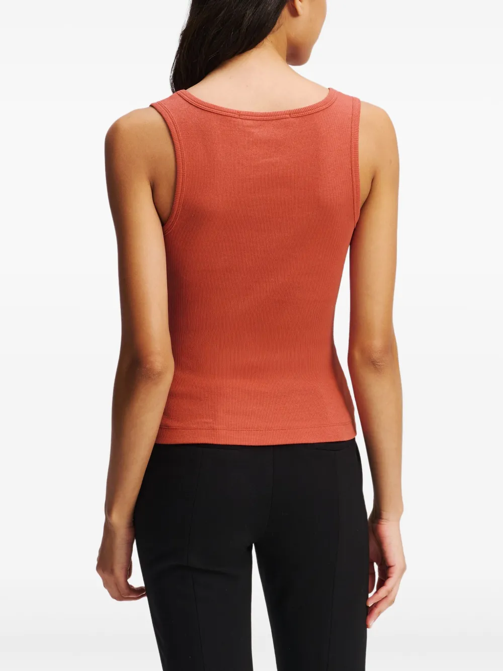 Karl Lagerfeld Geribbelde tanktop met V-hals Oranje