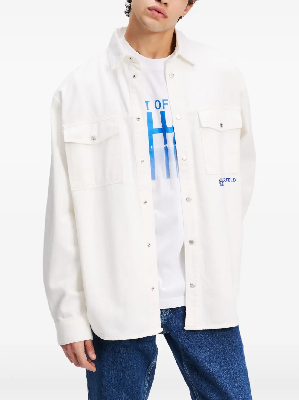 Karl Lagerfeld Jeans Overhemd met tekst Wit