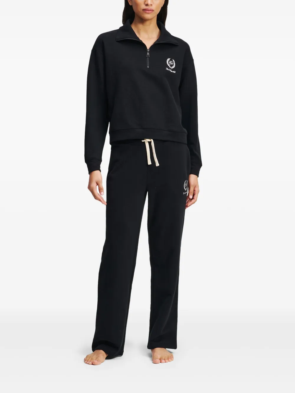 Shop Karl Lagerfeld Zip-up High-neck Sweatshirt