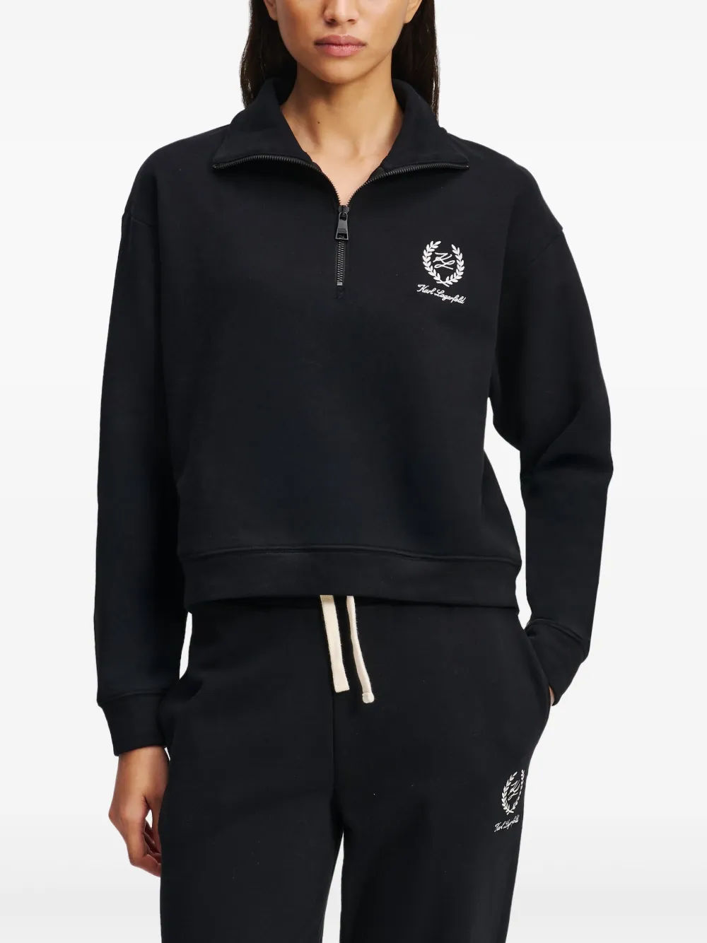 Shop Karl Lagerfeld Zip-up High-neck Sweatshirt