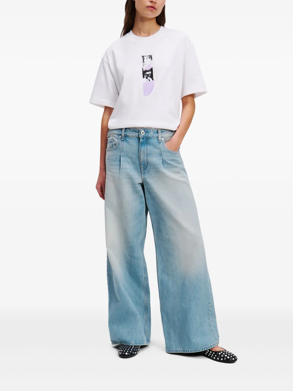 Karl Lagerfeld Jeans met wijde pijpen Blauw