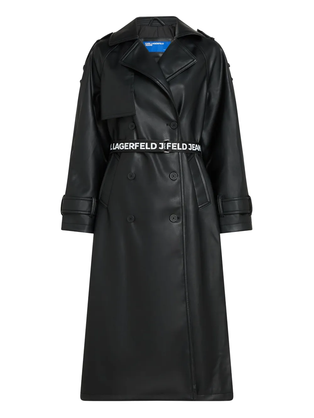 Karl Lagerfeld Jeans Trenchcoat van imitatieleer Zwart