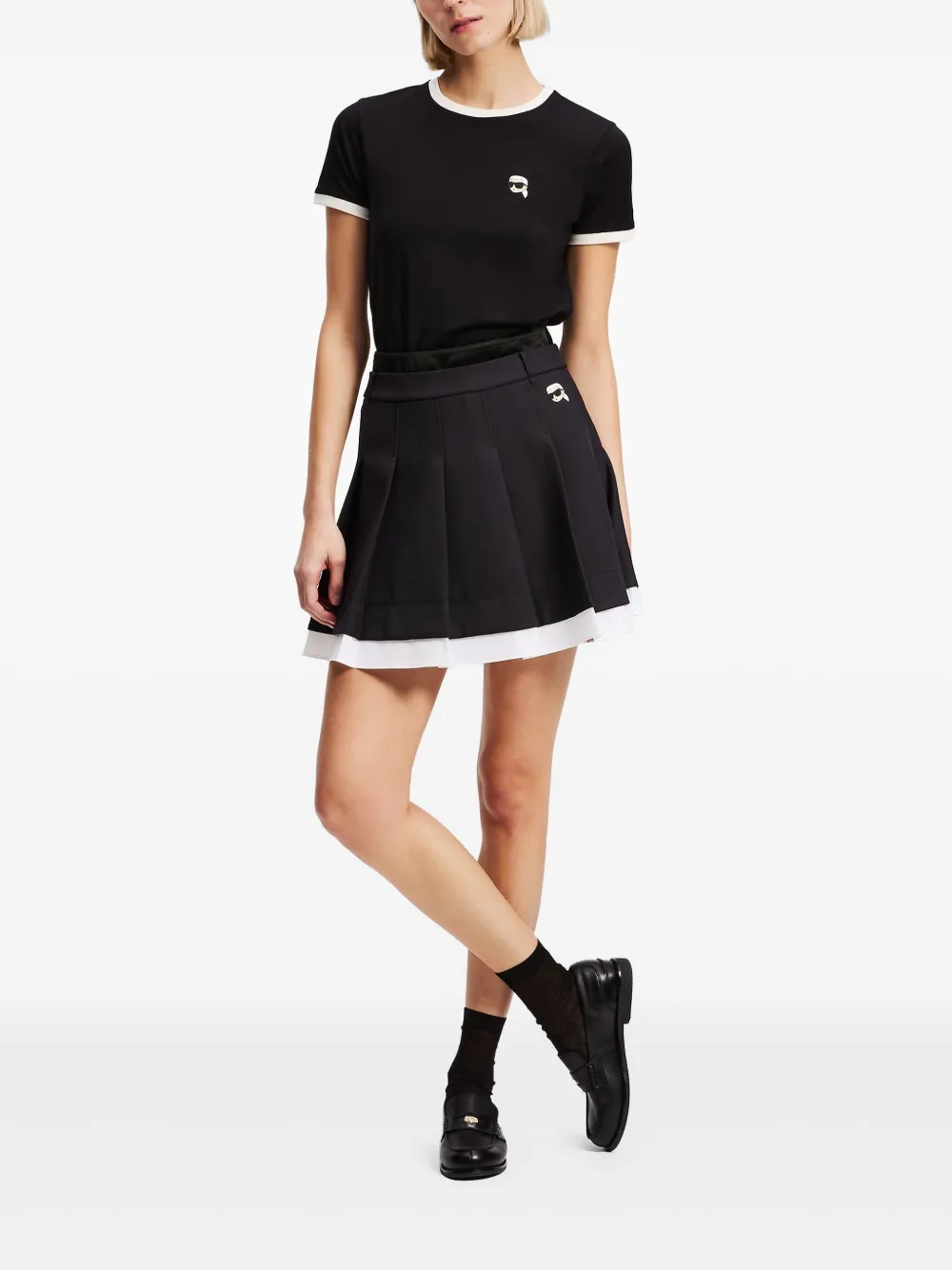 Karl Lagerfeld Ikon geplooide mini-rok Zwart