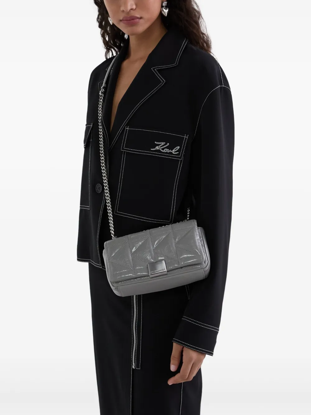Karl Lagerfeld K Kuilt kleine crossbodytas Grijs