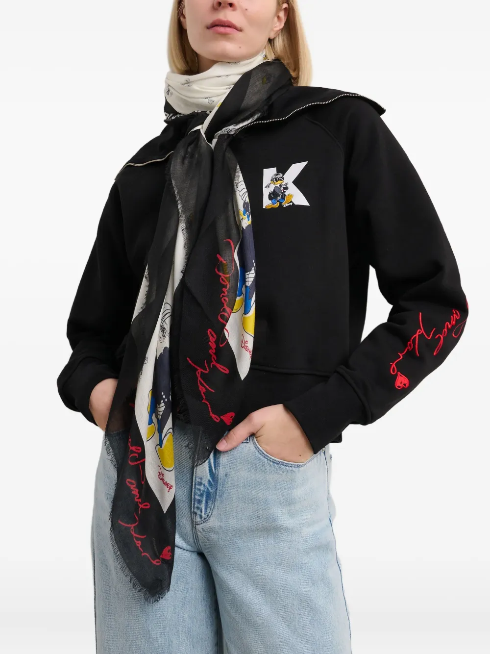 Karl Lagerfeld x Disney sjaal met grafische print Wit