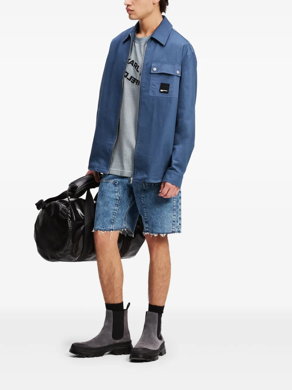 Karl Lagerfeld Jeans Overhemd met logopatch - Blauw