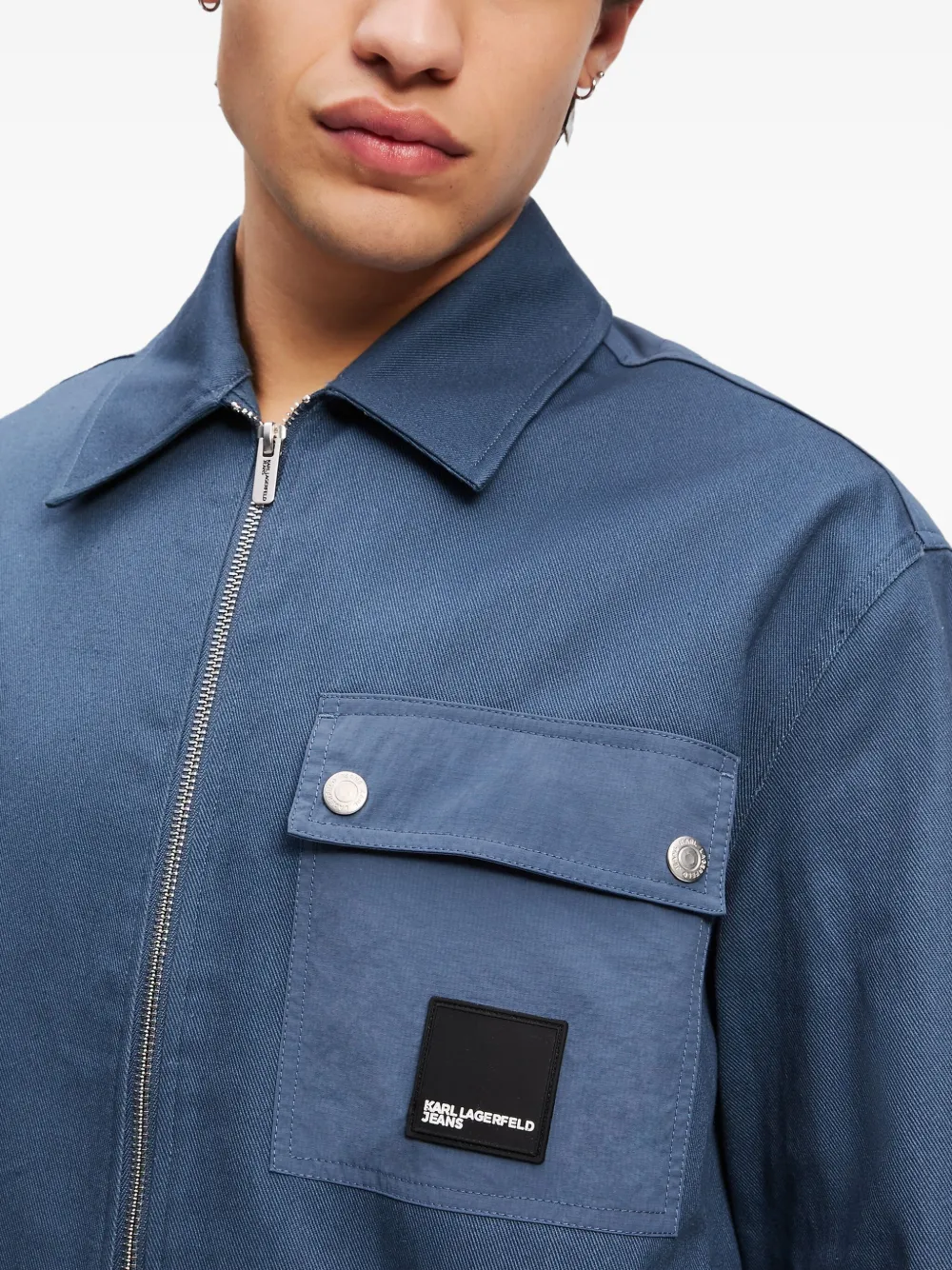 Karl Lagerfeld Jeans Overhemd met logopatch Blauw