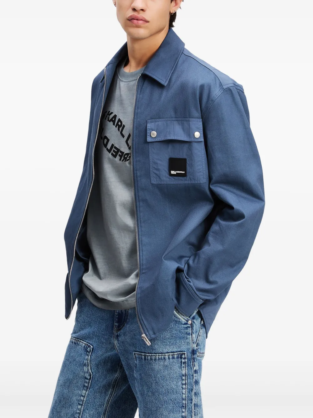 Karl Lagerfeld Jeans Overhemd met logopatch Blauw