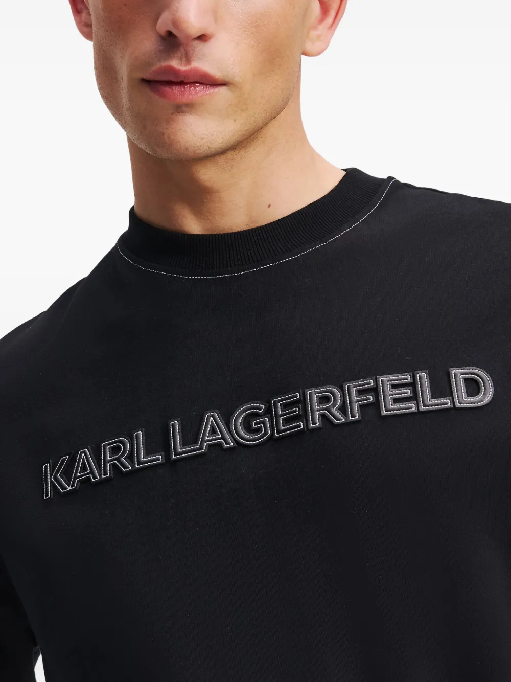 KARL LAGERFELD CONTRAST-STITCHING T-SHIRT
