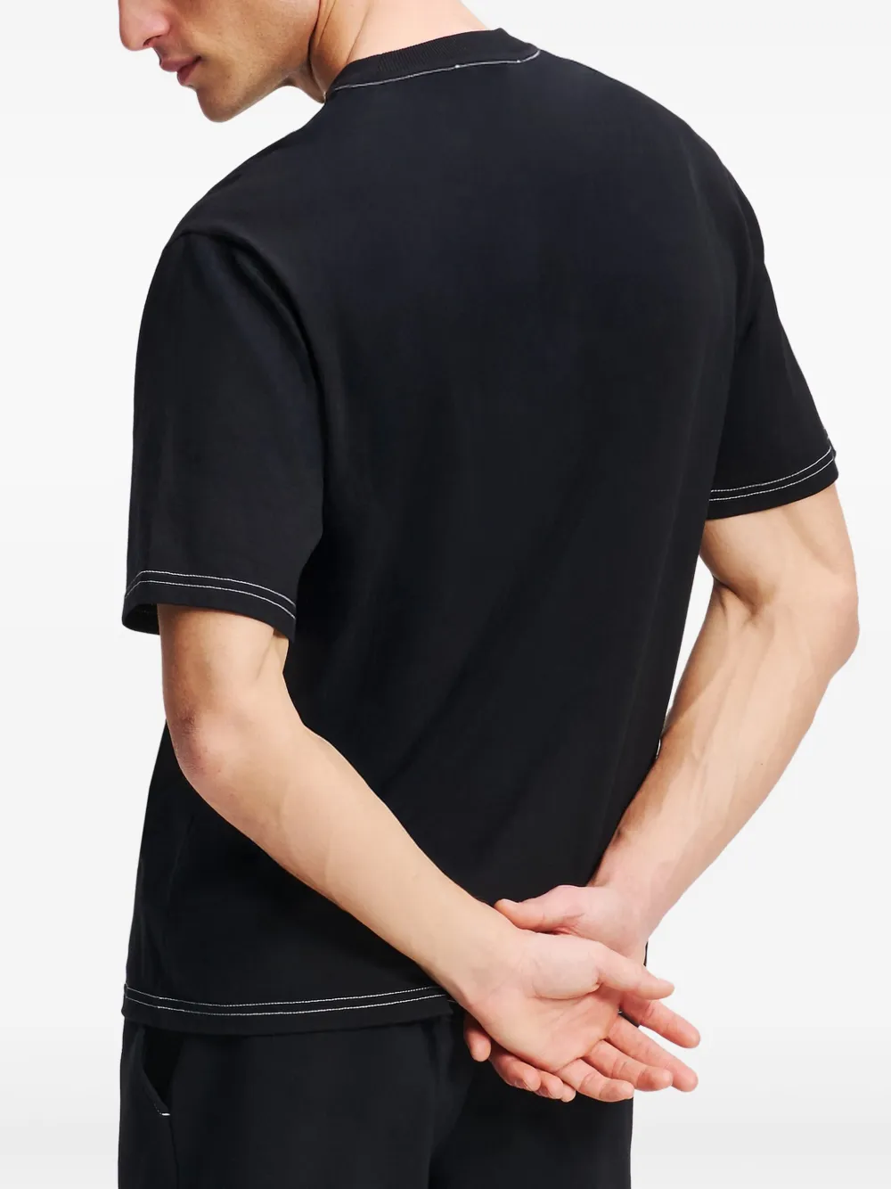 KARL LAGERFELD CONTRAST-STITCHING T-SHIRT