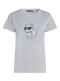 Karl Lagerfeld Ikon Choupette rhinestone T-shirt - Grey