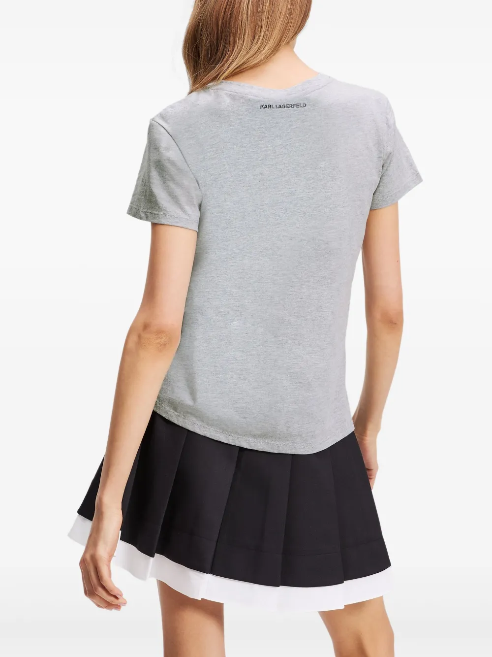 Karl Lagerfeld Ikon Choupette T-shirt met stras Grijs