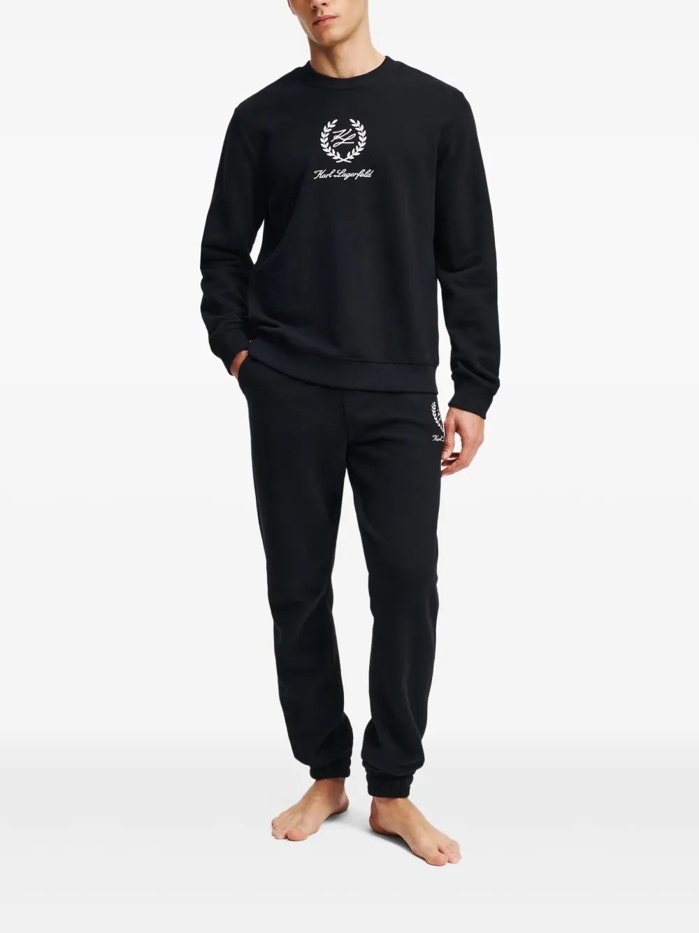Karl Lagerfeld Joggingbroek met elastische pijpen Zwart