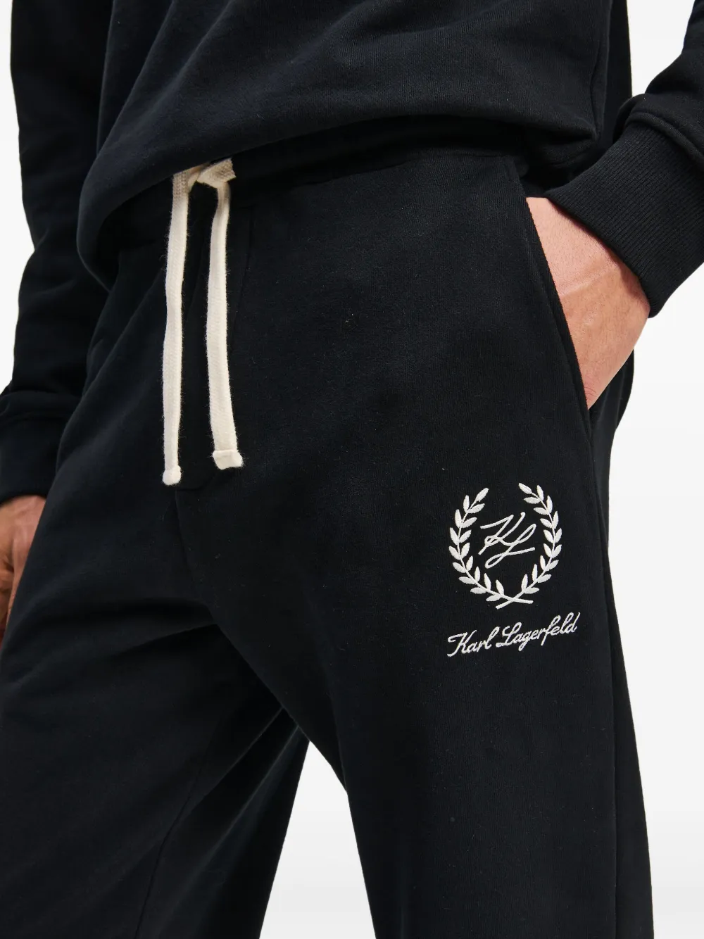Karl Lagerfeld Joggingbroek met elastische pijpen Zwart